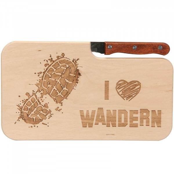 neuetischkultur I Love Wandern Frühstücksbrettchen mit Messer