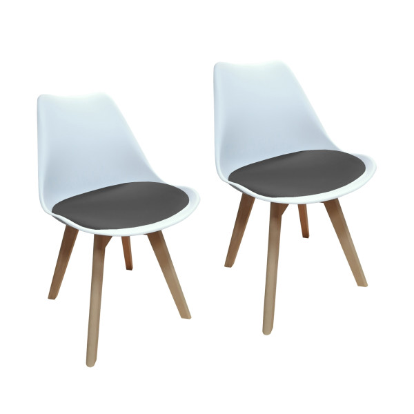 Stuhl Atlanta Weiß/Velvet Grau 2er-Set