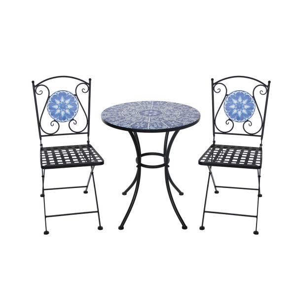 HTI-Living Marocco Blau Tisch und 2 Stühle