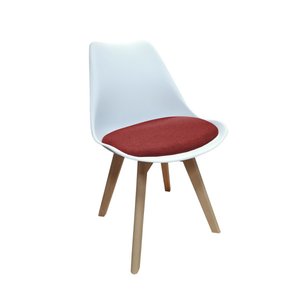 Stuhl Atlanta Weiß/Webstoff Rot