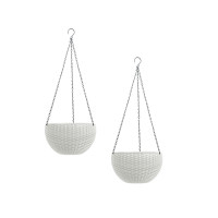 HTI-Living Rattanoptik Weiß Blumenampel 2er Set HTI-Living Rattanoptik Weiß Blumenampel 2er Set