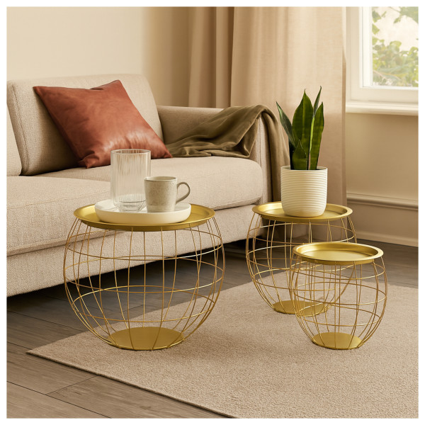 Tisch Set bauchig, gold, 3er Set