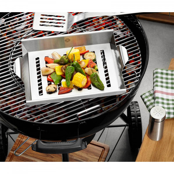GEFU BBQ Gemüse- und Hähnchengriller mit Schaschlik-Rack