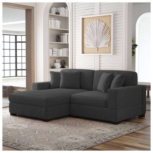 HTI-Living Xenia Anthrazit Couch mit Ottomane Links