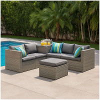 HTI-Line 6-teiliges Set mit Sitzkissen Moderne Lounge für Garten und Terrasse HTI-Line 6-teiliges Set mit Sitzkissen Moderne Lounge für Garten und Terrasse