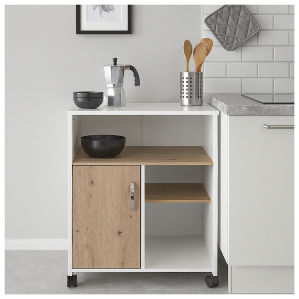 HTI-Living Weiß Artisaneiche Küchenschrank Blanca auf Rollen