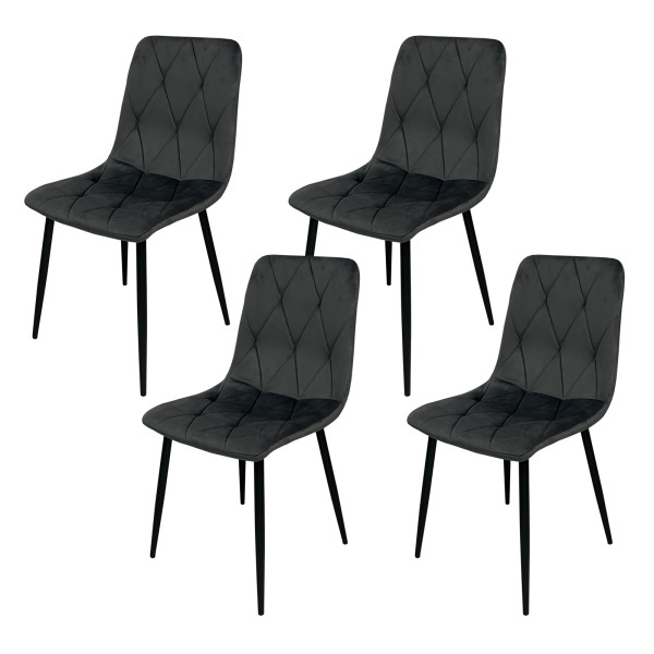 HTI-Living Velvet Grau Stuhl Mesa Eco 4er-Set