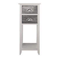 HTI-Living Mia Landhaus Weiß Grau Beistelltisch 2 Schubladen HTI-Living Mia Landhaus Weiß Grau Beistelltisch 2 Schubladen