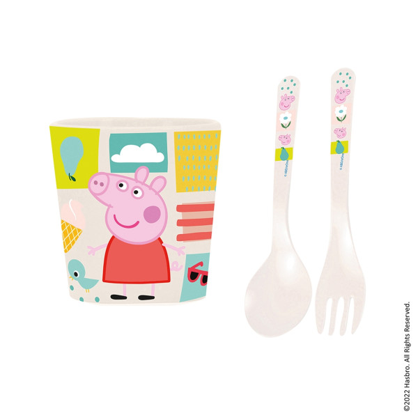 Koziol EASY EATER SET PEPPA PIG Becher und Besteckset für Kinder