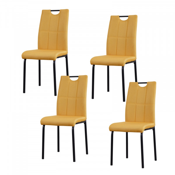 HTI-Living Denton Webstoff Gelb 4er-Set Esszimmerstuhl