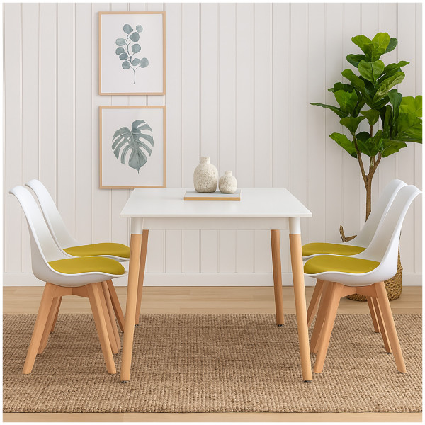 HTI-Living Atlanta Weiß/Curry Esszimmerstuhl Samt 4er Set