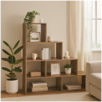 HTI-Living Bücherregal 114 x 114 x 30 cm vielseitig einsetzba Stufenregal in Eiche Holzoptik Raumtei HTI-Living Bücherregal 114 x 114 x 30 cm vielseitig einsetzba Stufenregal in Eiche Holzoptik Raumtei