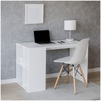 HTI-Living kompakter Bürotisch für Homeoffice und Büro Schreibtisch in Weiß mit seitlichen Ablagefäc HTI-Living kompakter Bürotisch für Homeoffice und Büro Schreibtisch in Weiß mit seitlichen Ablagefäc