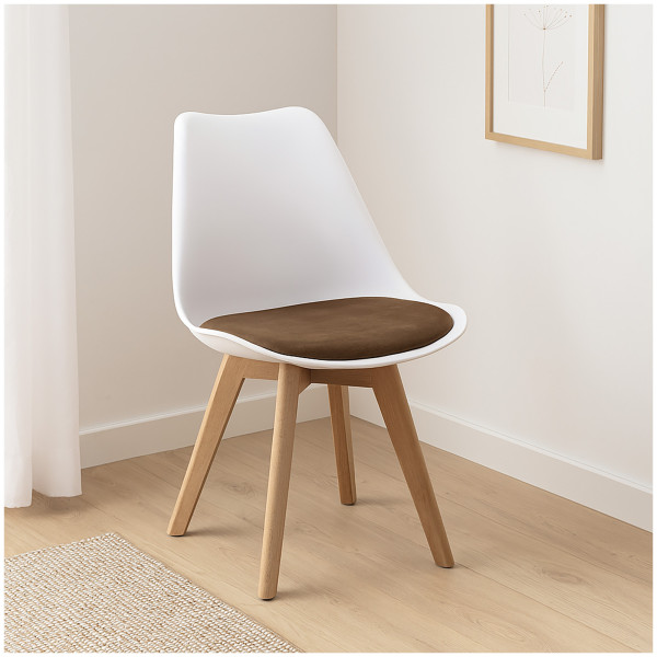 HTI-Living Atlanta Weiß/Braun Esszimmerstuhl Samt