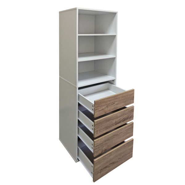 HTI-Living Weiß/Sonoma Schrank mit 4 Schubladen und 3 offenen Fächern
