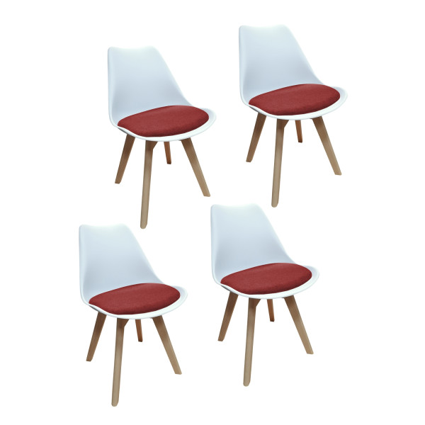 Stuhl Atlanta Weiß/Webstoff Rot 4er Set