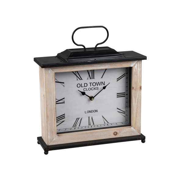 Standuhr 32 cm Metall-Holz Tischuhr