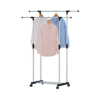 HTI-Living Stabiler Garderobenständer auf Rollen Höhenverstellbarer Kleiderständer mit Doppelstange HTI-Living Stabiler Garderobenständer auf Rollen Höhenverstellbarer Kleiderständer mit Doppelstange