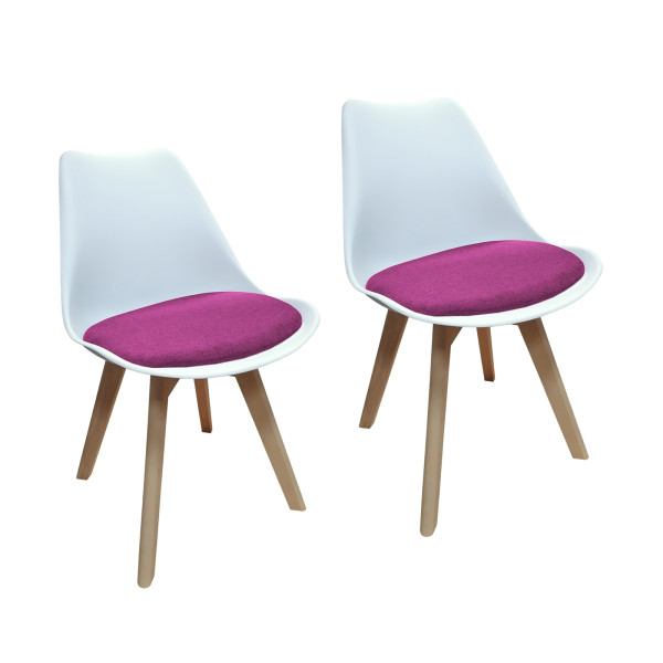 Stuhl Atlanta Weiß/Webstoff Pink 2er Set
