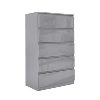 HTI-Living Hochglanz Grau Kommode Kenji 5 Schubladen HTI-Living Hochglanz Grau Kommode Kenji 5 Schubladen
