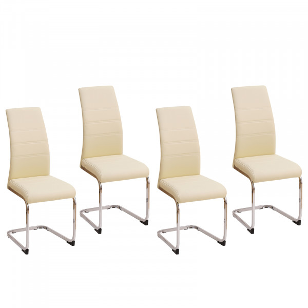 HTI-Living Kunstleder 4er-Set Beige Esszimmerstuhl SallyC