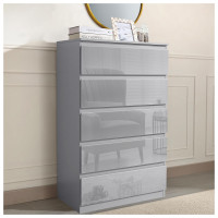 HTI-Living Hochglanz Grau Sideboard Kenji 5 Schubladen HTI-Living Hochglanz Grau Sideboard Kenji 5 Schubladen