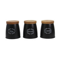 neuetischkultur Landhaus Schwarz Vorratsdosen 3er-Set mit Holzdeckel neuetischkultur Landhaus Schwarz Vorratsdosen 3er-Set mit Holzdeckel