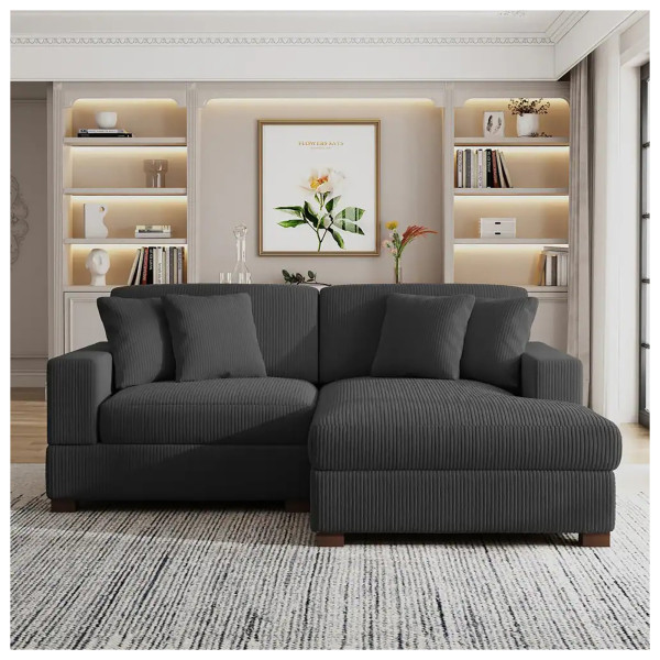 HTI-Living Xenia Anthrazit Couch mit Ottomane Rechts