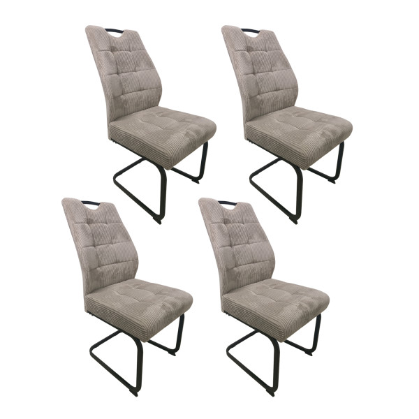 HTI-Living Marek Cord Taupe 4er-Set Schwingstuhl