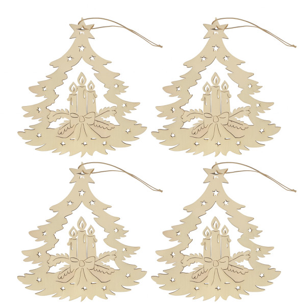 HTI-Living Adventskerze 4er Set Fensterbild Holz