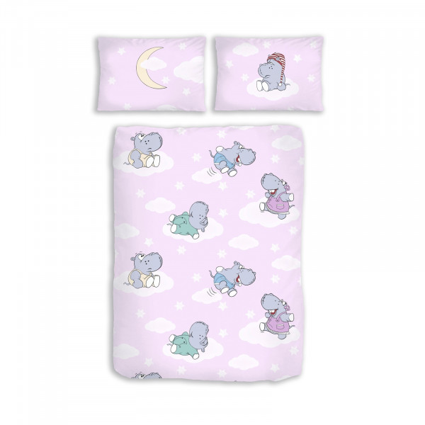 HTI-Living Hippo flieder Renforcé Bettwäsche 2-teilig 100/135 cm