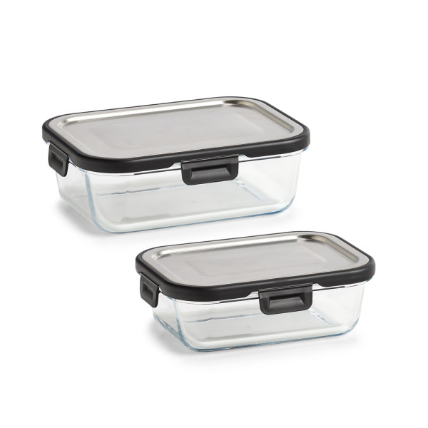 Neuetischkultur 2er-Set Vorratsbehälter Glas/Edelstahl/Kunststoff
