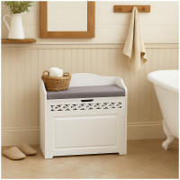 HTI-Living Weiß mit Ornament-Design Sitzbank mit Stauraum und Polster HTI-Living Weiß mit Ornament-Design Sitzbank mit Stauraum und Polster