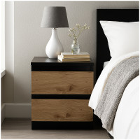 HTI-Living 2 grifflosen Schubladen Nachtkommode 2er Set Schwarz-Artisaneiche HTI-Living 2 grifflosen Schubladen Nachtkommode 2er Set Schwarz-Artisaneiche