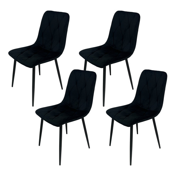 HTI-Living Velvet Schwarz Stuhl Mesa Eco 4er-Set