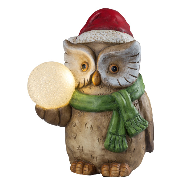 HGD Holz-Glas-Design Weihnachtseule XL Weihnachtsfigur 41 cm