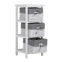 HTI-Living Mia Landhaus Weiß Schwarz Regal mit 3 Körben HTI-Living Mia Landhaus Weiß Schwarz Regal mit 3 Körben