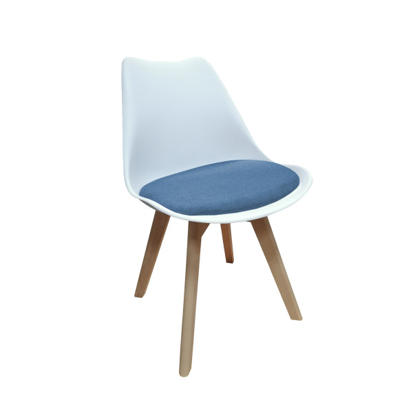 Stuhl Atlanta Weiß/Webstoff Blau