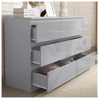 HTI-Living Hochglanz Grau Sideboard Kenji 8 Schubladen HTI-Living Hochglanz Grau Sideboard Kenji 8 Schubladen