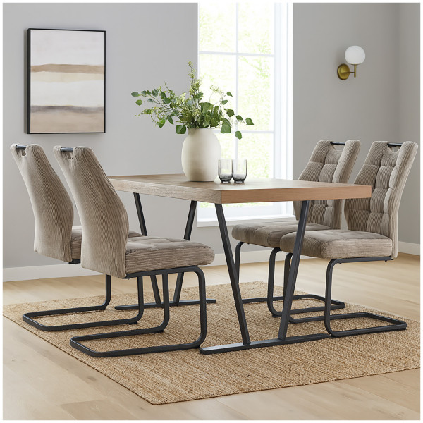 HTI-Living mit trendigem Cord-Bezug Modernes 4er Set Schwingstühle Taupe