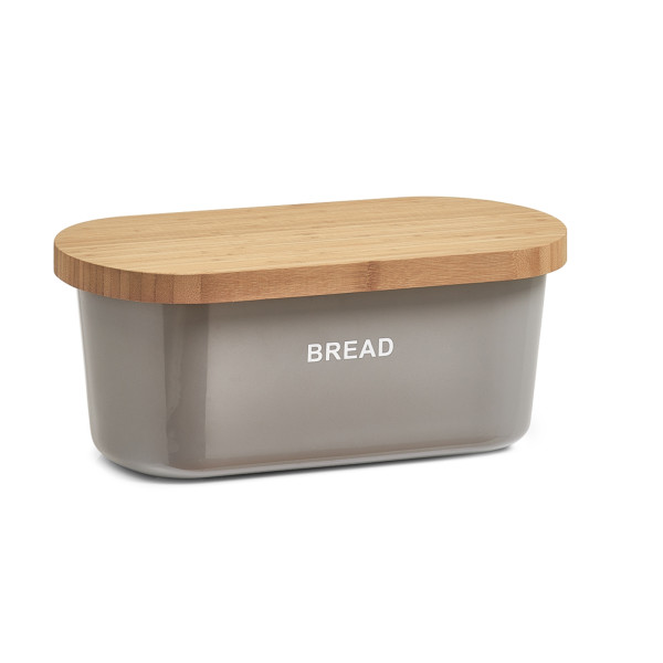 Brotkasten, Melamin/Bambus, grau