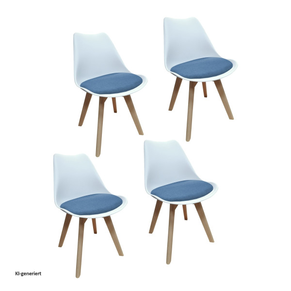 Stuhl Atlanta Weiß/Webstoff Blau