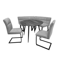 HTI-Living und 2 Stühlen Grau Sitzgruppe Liron Tisch mit Eckbank HTI-Living und 2 Stühlen Grau Sitzgruppe Liron Tisch mit Eckbank