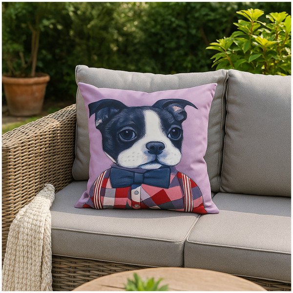 formano 45 x 45 cm Hund mit Fliege Dekokissen für Sofa und Outdoor Möbel