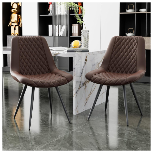 HTI-Living Kunstleder Braun Esszimmerstuhl Astrid 2er-Set
