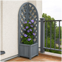 HTI-Living Blumenkasten für Balkon, Terrasse und Garten Pflanzkasten mit Rankgitter aus Holz Blaugra HTI-Living Blumenkasten für Balkon, Terrasse und Garten Pflanzkasten mit Rankgitter aus Holz Blaugra