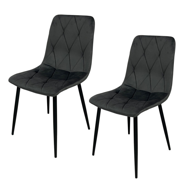 HTI-Living Velvet Grau Stuhl Mesa Eco 2er-Set