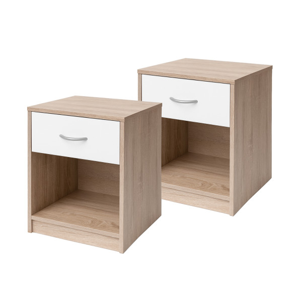 HTI-Living Nina Sonoma Weiß Nachtschrank mit 1 Schublade 2er-Set