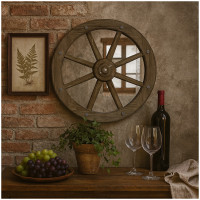 HTI-Line Rustikaler Dekospiegel Ø 70 cm Wandspiegel im Wagenrad-Design HTI-Line Rustikaler Dekospiegel Ø 70 cm Wandspiegel im Wagenrad-Design