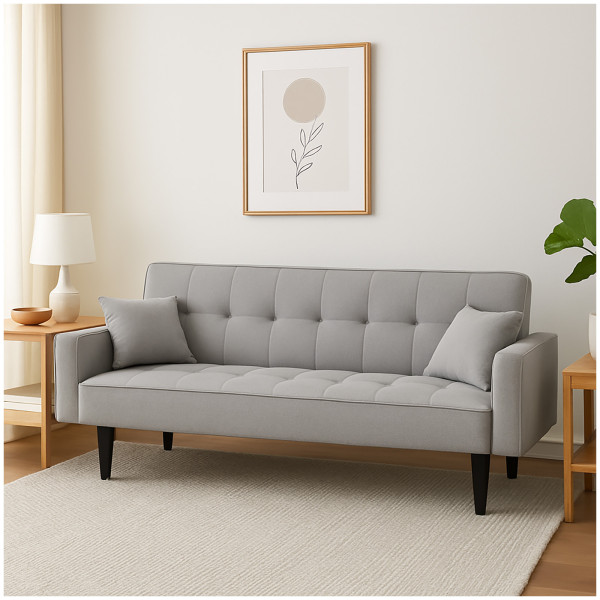 HTI-Living Klappsofa mit Schlaffunktion Modernes Schlafsofa 3-Sitzer Grau